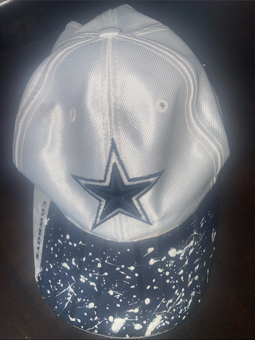 Dallas Cowboys White & Navy Star Baseball Cap with Splatter Brim One Size Unisex